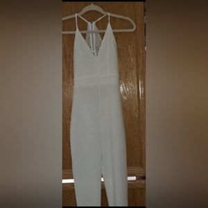 Mind Code Stunning White Lacy Jumpsuit